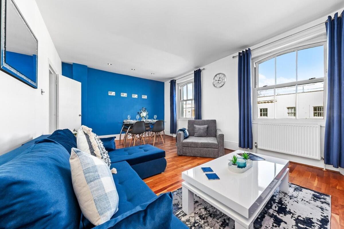 Balcony Blue Theme 1 Bedroom Central London Luxury Flat Near Hyde Park! Accommodates Up To 6! Double Sofa Bed And Next To Station! 外观 照片