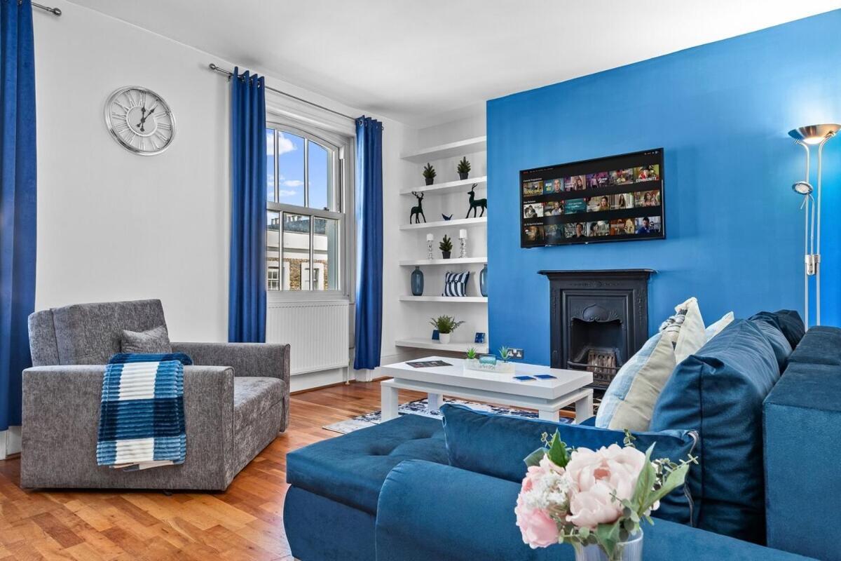 Balcony Blue Theme 1 Bedroom Central London Luxury Flat Near Hyde Park! Accommodates Up To 6! Double Sofa Bed And Next To Station! 外观 照片