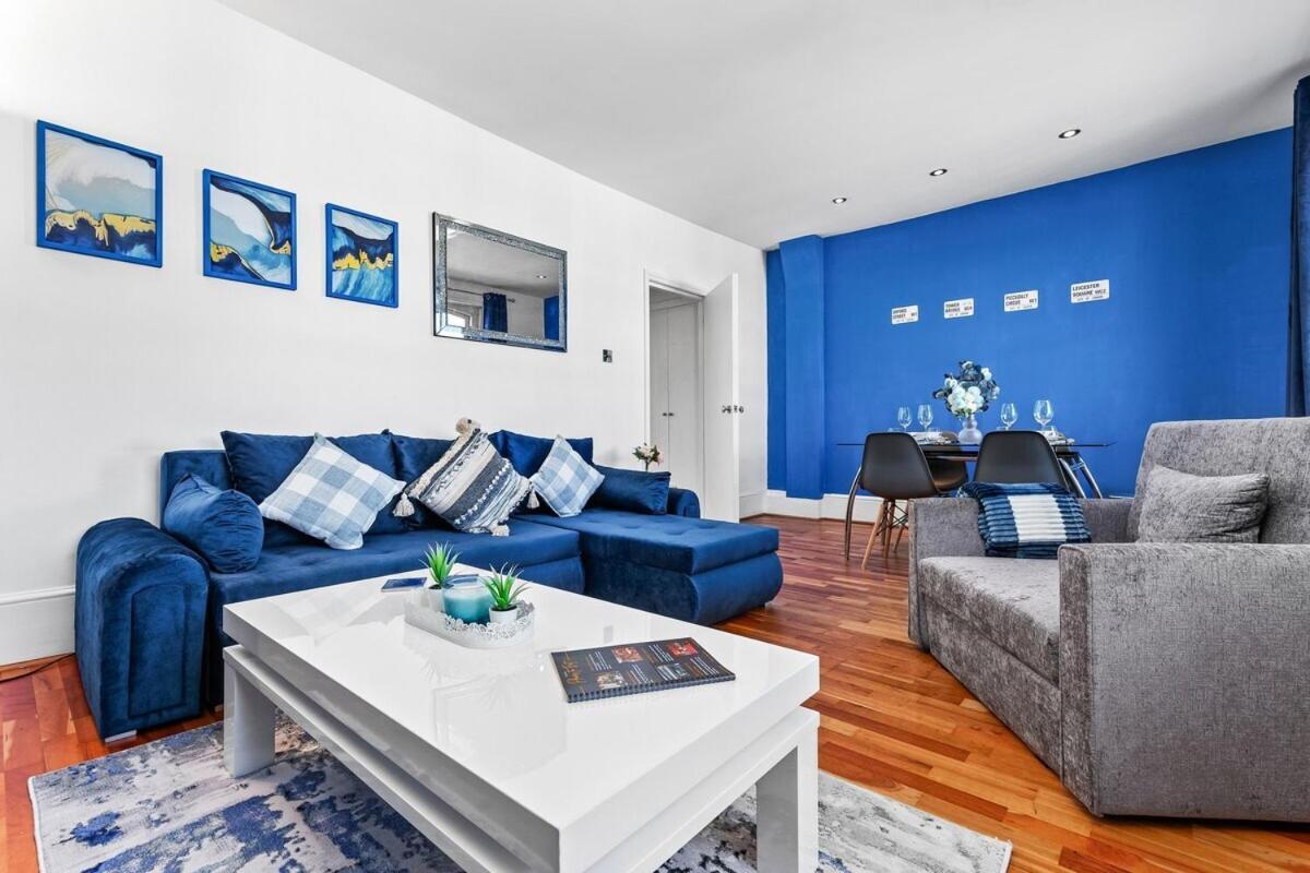 Balcony Blue Theme 1 Bedroom Central London Luxury Flat Near Hyde Park! Accommodates Up To 6! Double Sofa Bed And Next To Station! 外观 照片